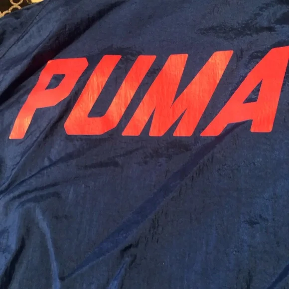 PUMA Mens Neon Pink Blue Full Zip Logo Jacket Nylon Sz 3XL
